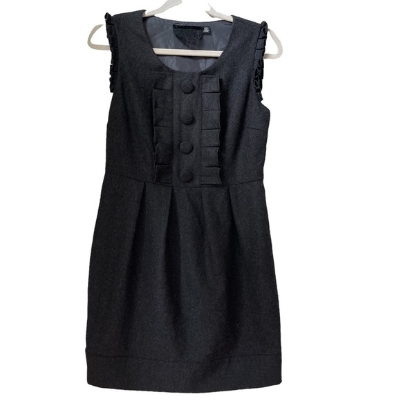 Twelve Couture Wool Pleated‎ Button Front Mini Dress in Charcoal Size: S - Picture 10 of 10
